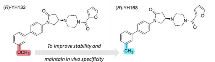 Chemical structures of (R)-YH132 and (R)-YH168