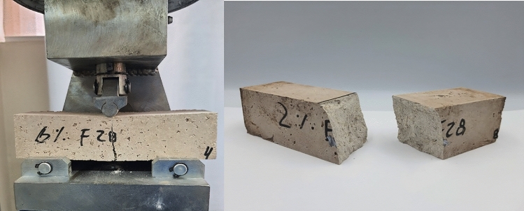 Flexural testing of hemp limecrete.