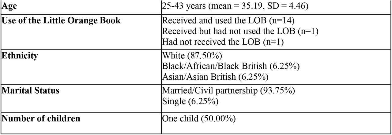 Interview participant demographics (N=16)