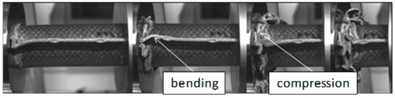 Deformation of V9 at quasi-static test.