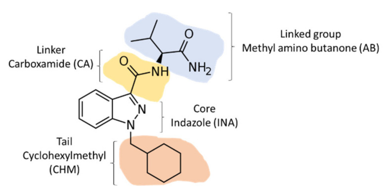 Structure of the synthetic cannabinoid AB-CHMINACA based on the EMCDDA model.