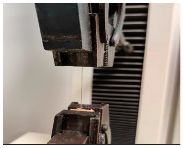 Fiber in the handles of the testing machine.