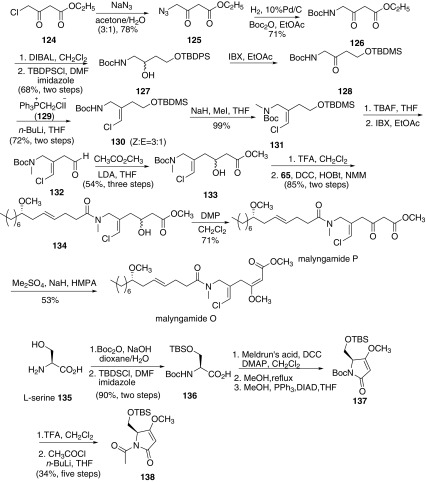 Synthesis of malyngamide O, P, Q and R reported by Cao [63]