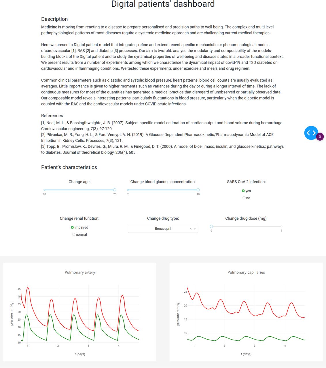 Website dashboard for computational patients.
