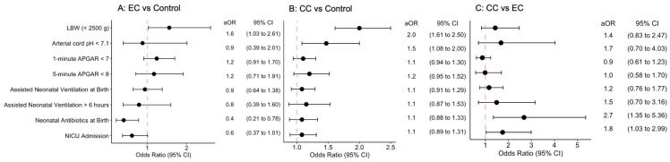 Risk of adverse pregnancy outcomes based on type of cigarette use.
