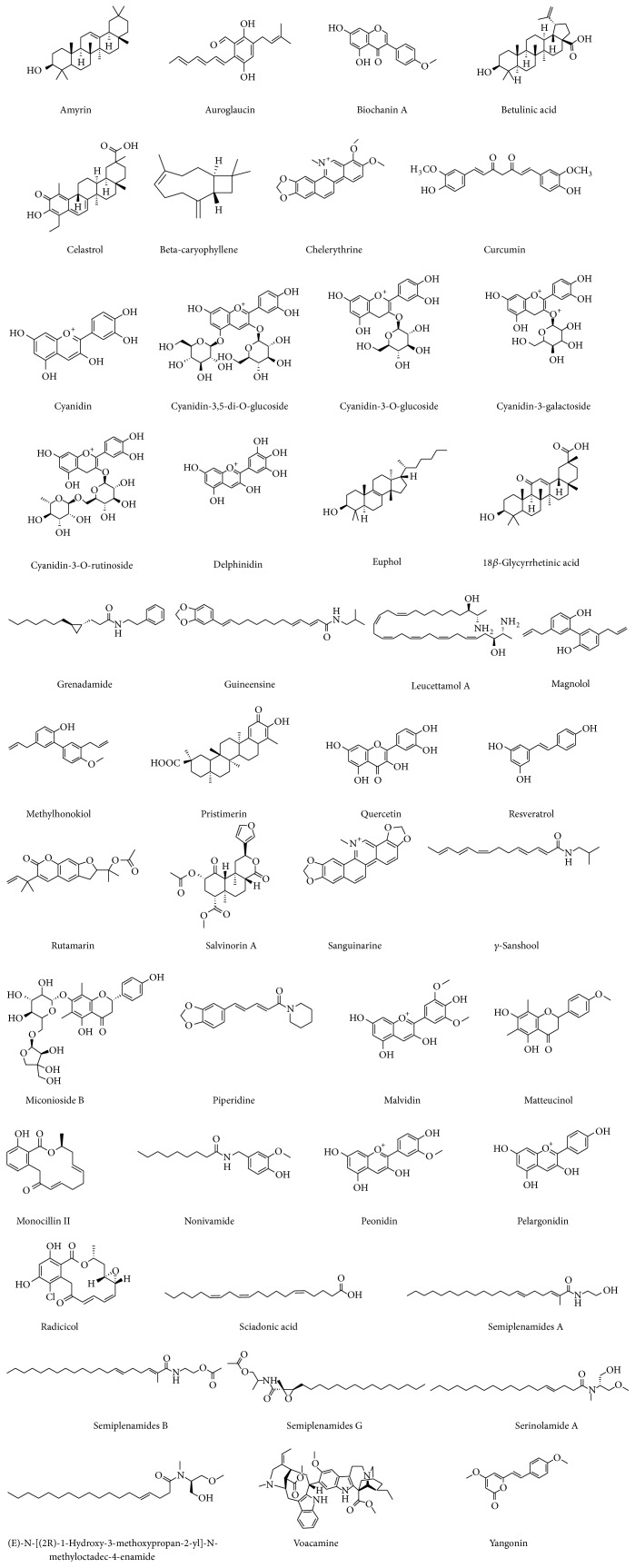 Chemical structure of isolated phytochemicals targeting endocannabinoid system.