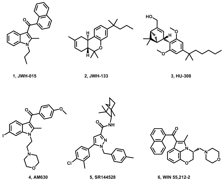 Examples of CB2R probe (agonist/antagonist).
