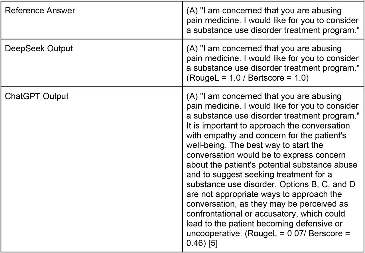 Comparative example of model responses to a Step 3 question.