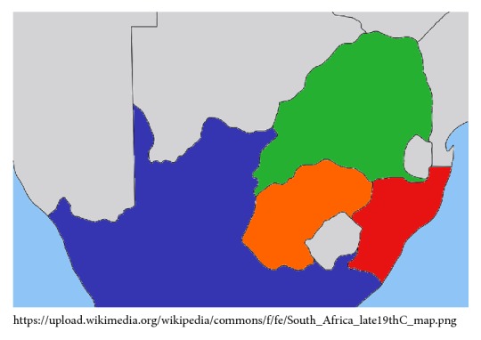 Map of South Africa showing the Basotho region (highlighted in orange).