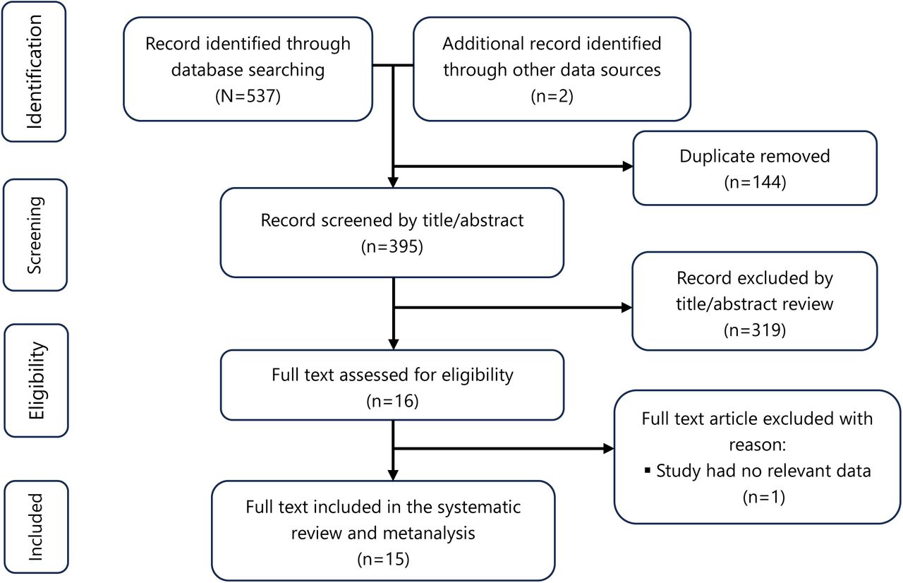 Flow diagram of the systematic review of studies related to occupational exposure among healthcare workers in Cameroon, 2010–2023