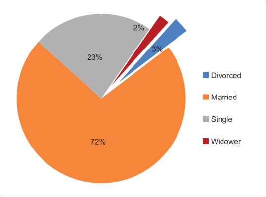 Sample distribution according to the marital status