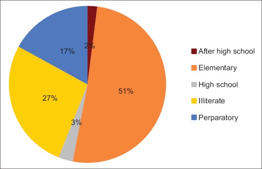 Sample distribution according to the educational status