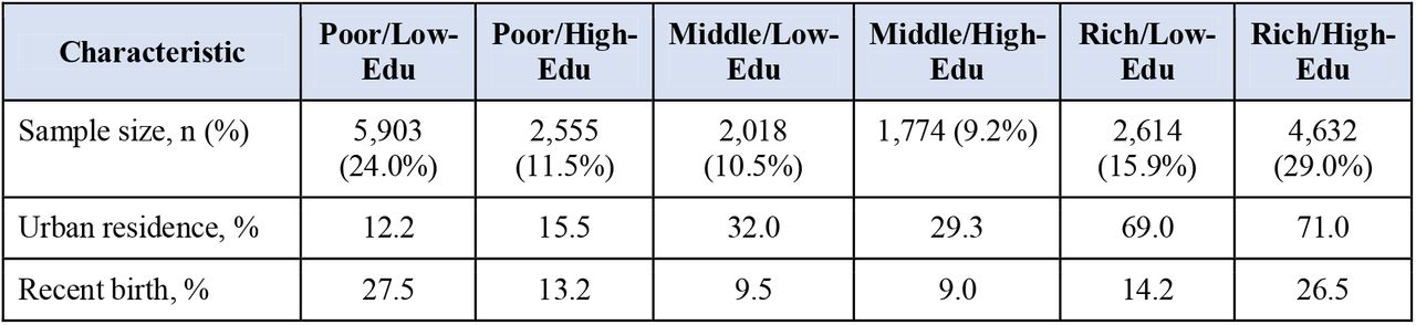 Sample Characteristics by Intersectional SES Category