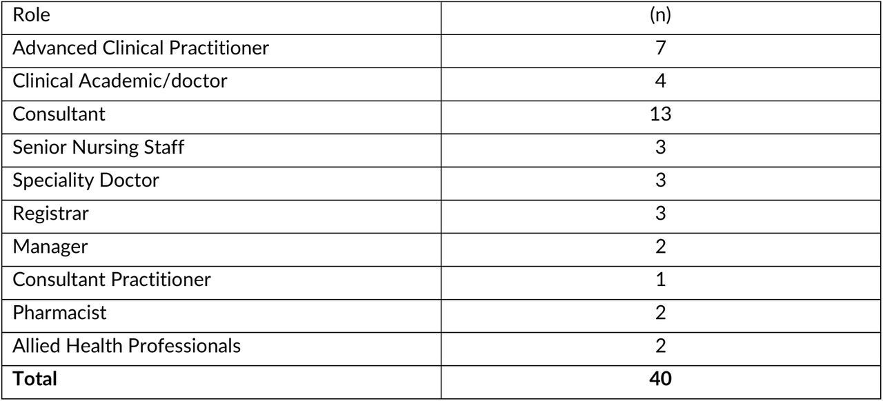 Professional roles of study participants