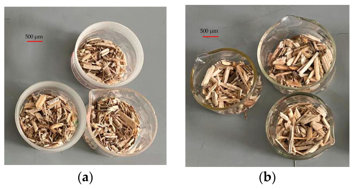 The fraction separates the test materials: (a) 0–0.4 and (b) 0.4–0.8.
