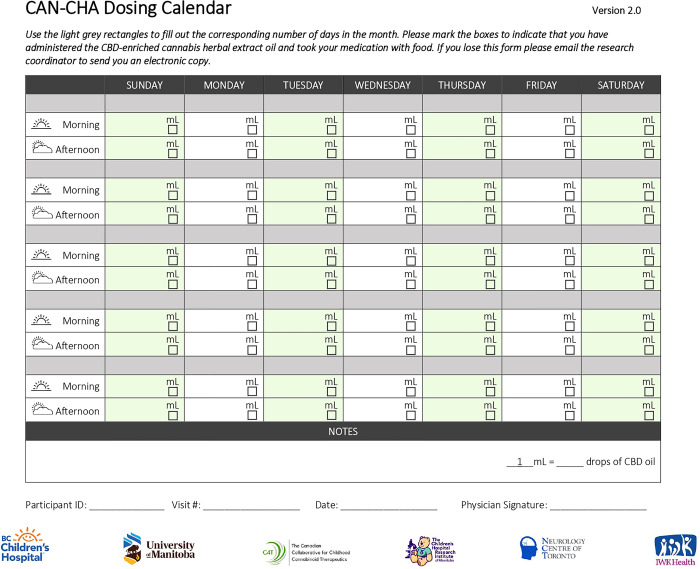 CAN-CHA dosing calendar.