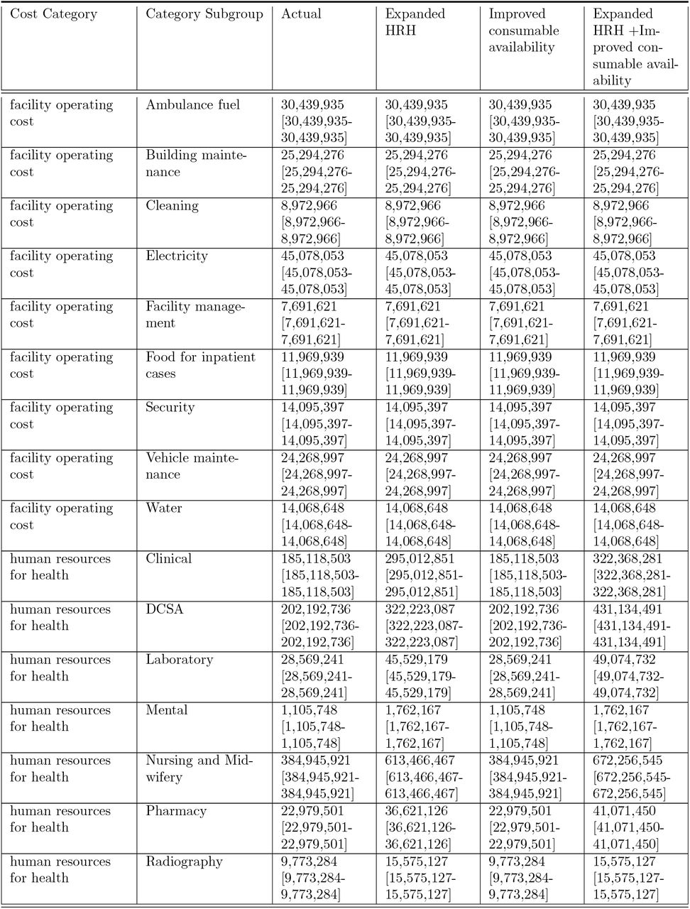 Summarized Costs by Category and Category Subgroup