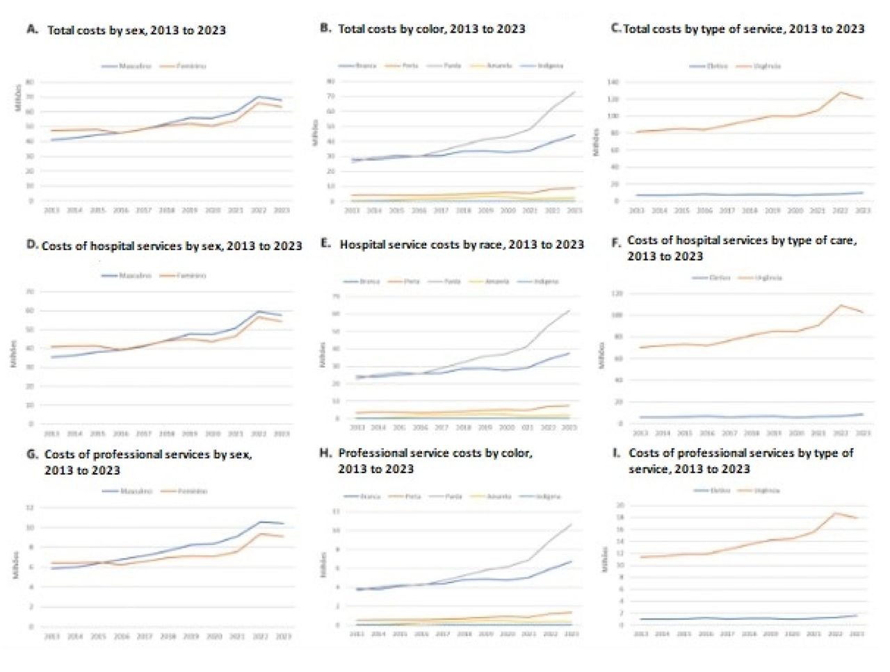 Analysis of hospitalization costs for patients with Diabetes Mellitus in Brazil by sociodemographic profile, 2013–2023. Brazil, 2024.