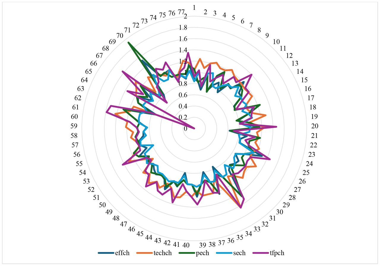 Average Malmquist indices for the PHNP/P 2017–2020 period