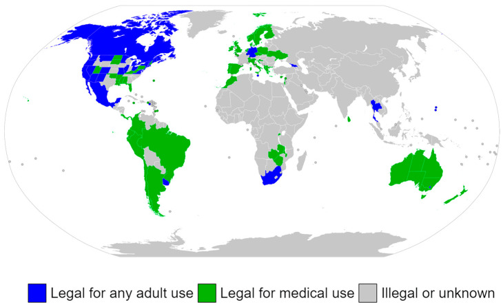 The legalization of cannabis globally for therapeutic purposes [106].