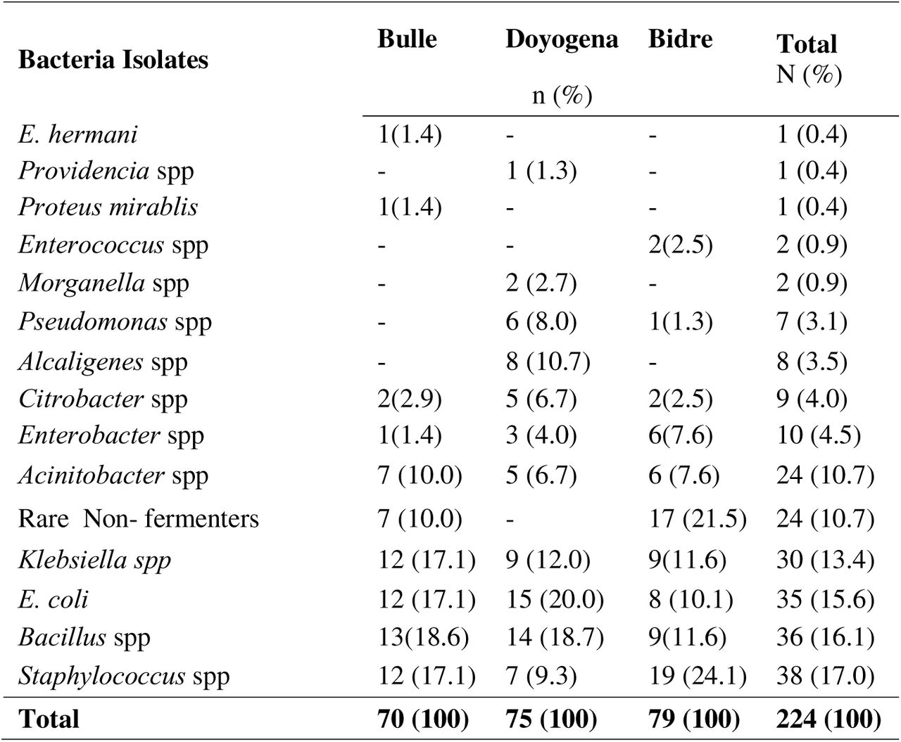 Identification of bacteria from surface swabs and water samples