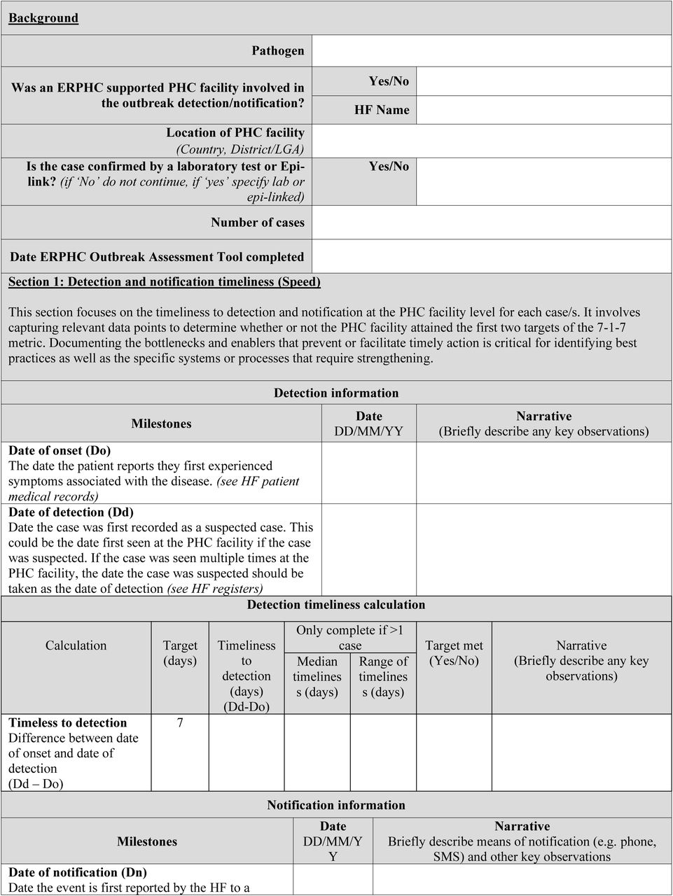 ERPHC Outbreak Assessment Tool