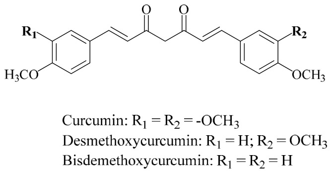 Curcuminoids found in turmeric (Curcuma longa) root.