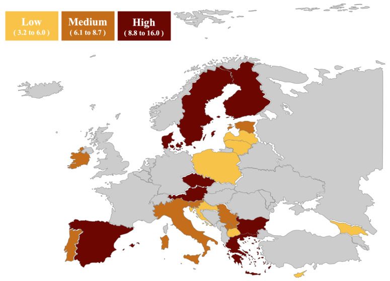 Percentage of students reporting sex without a condom while not using alcohol/drugs in the past year, stratified by tertiles.