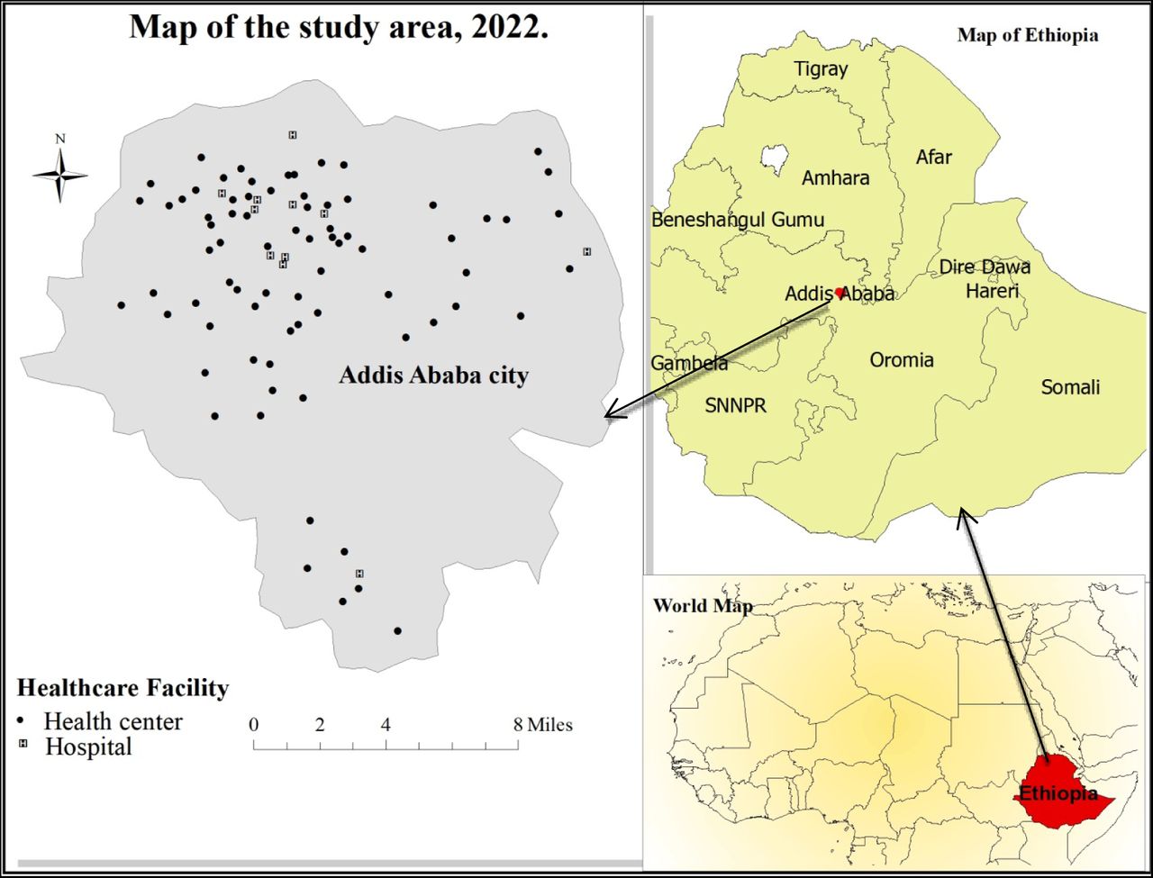 Spatial location of sampled healthcare facility