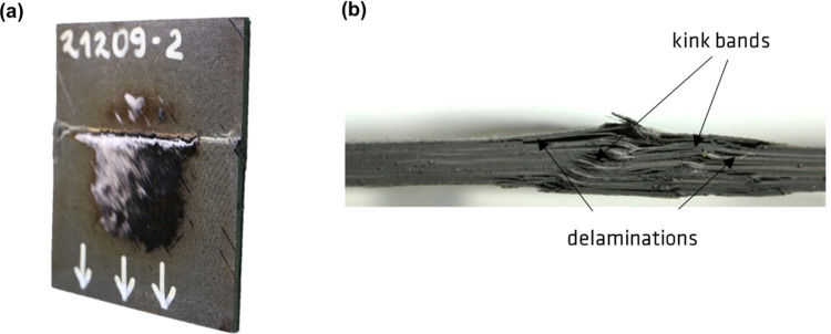Residues of pure CFRP. (a) View from side; (b) view from the top.