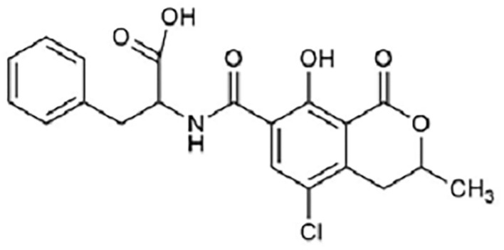 Structure of Ochratoxin A.