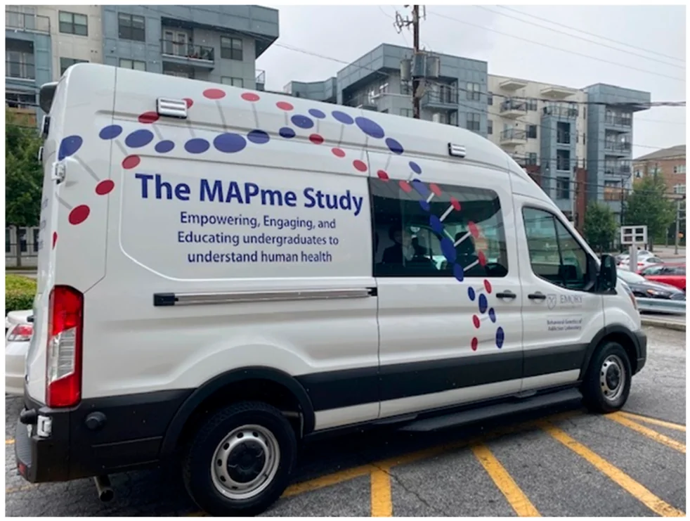 The MAPme Van. Photograph depicting the MAPme Van used to transport recruitment and engagement tools, as well as members of the research team to events.