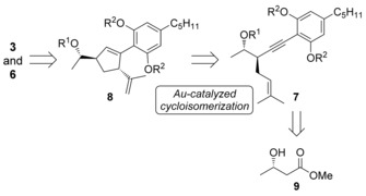 Retrosynthetic analysis for 3 and 6.