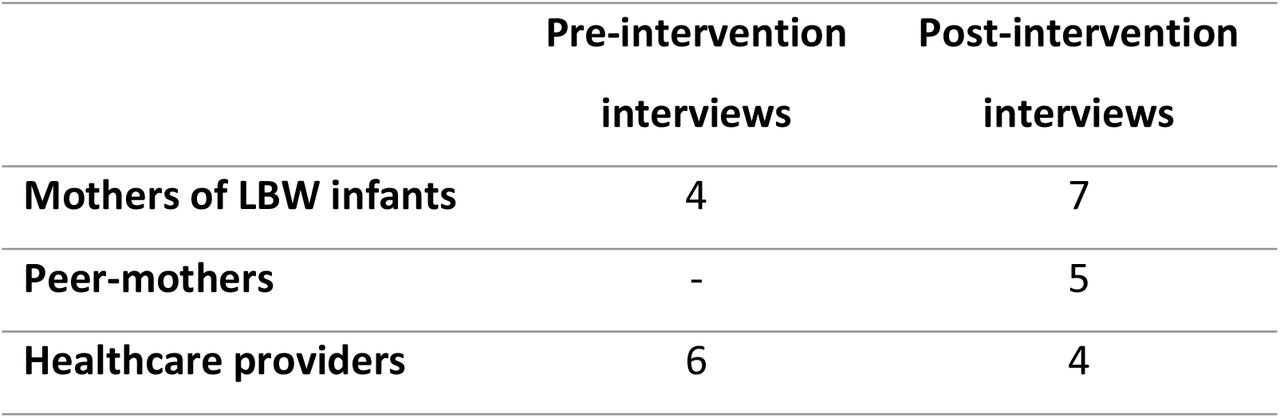 Participants for the semi-structured interviews