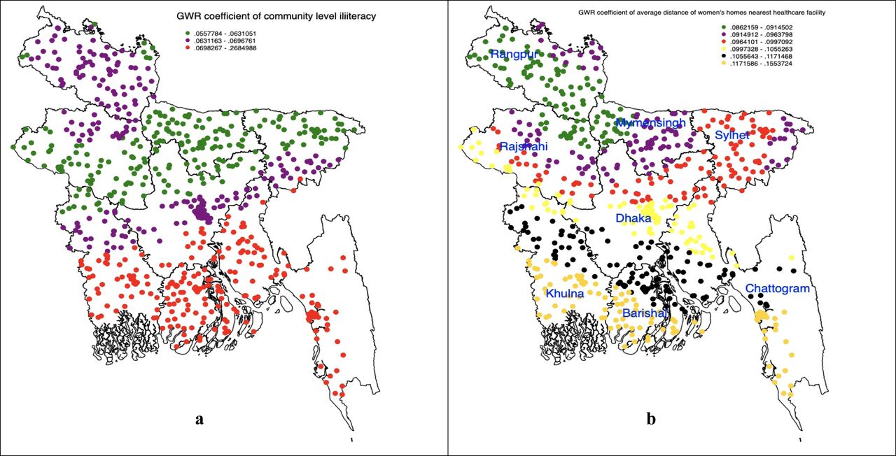 Community level predictors of non-skilled personnel supervised home delivery accessed through using the geographically weighted regression mode