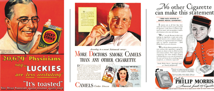 Posters from the early 1900s, taken from the collection of Stanford Research Into the Impact of Tobacco Advertising (tobacco.stanford.edu). Color images are available online.