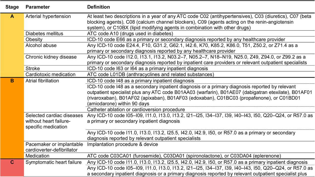 Definition of heart failure stages