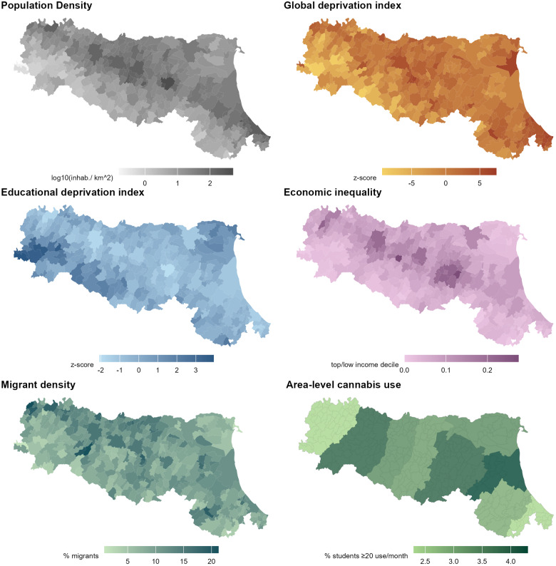 Distribution of socioeconomic factors in the Emilia-Romagna region.