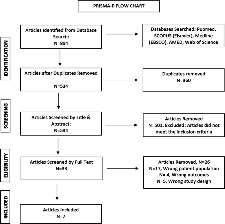 PRISMA-P flowchart of study identification and selection process