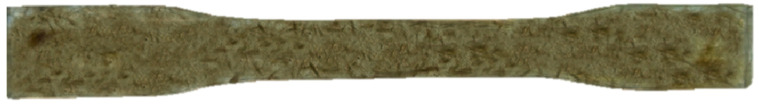 Tensile test specimen fully reinforced with hemp fiber.