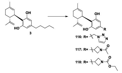 Chemical structures of CDB-analogues 116-118 with enhanced neuroprotective and physical-chemistry properties.