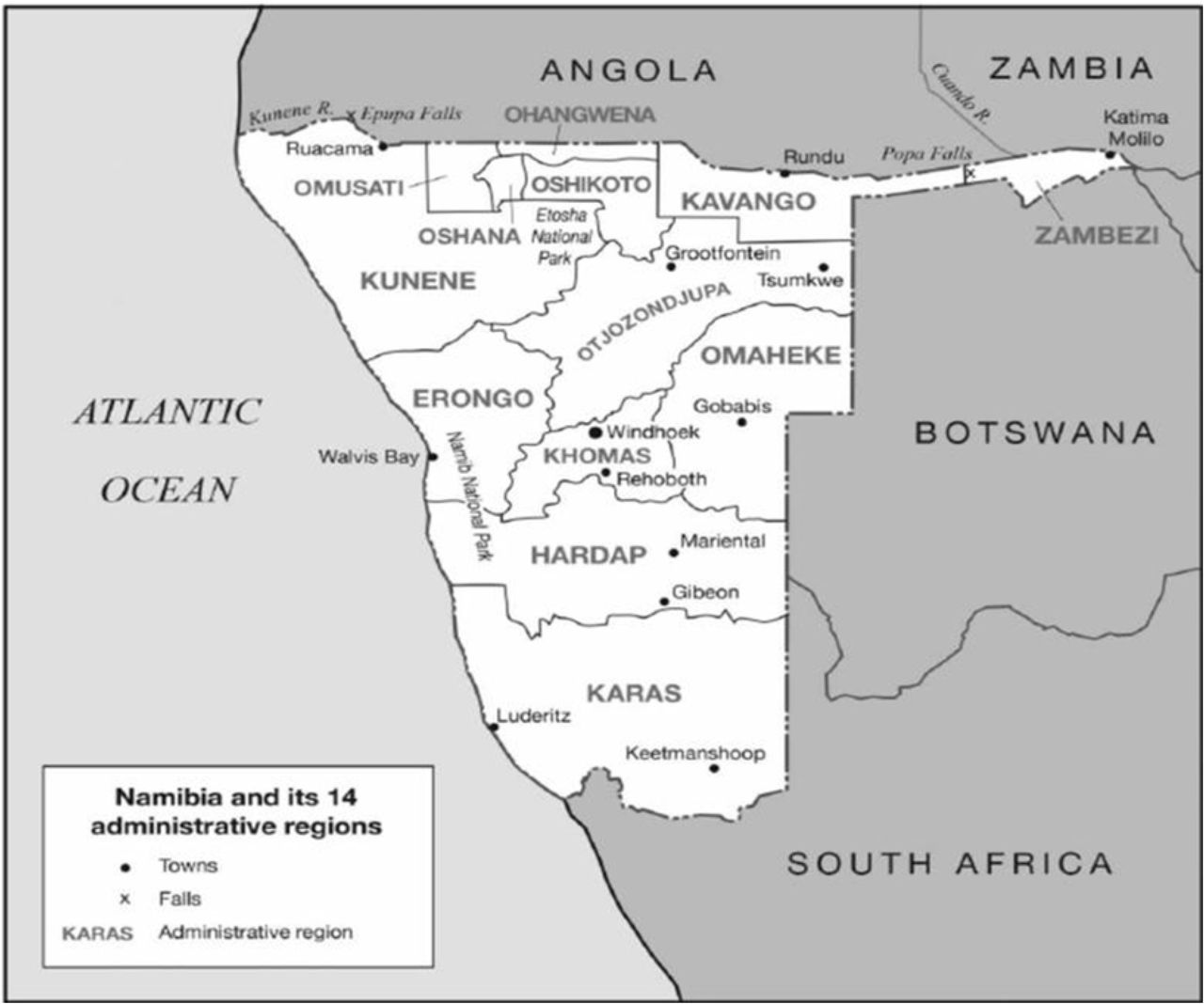 Khomas region, Windhoek district map. Source:27