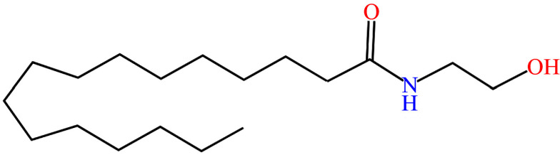 Structure of palmitoylethanolamide.