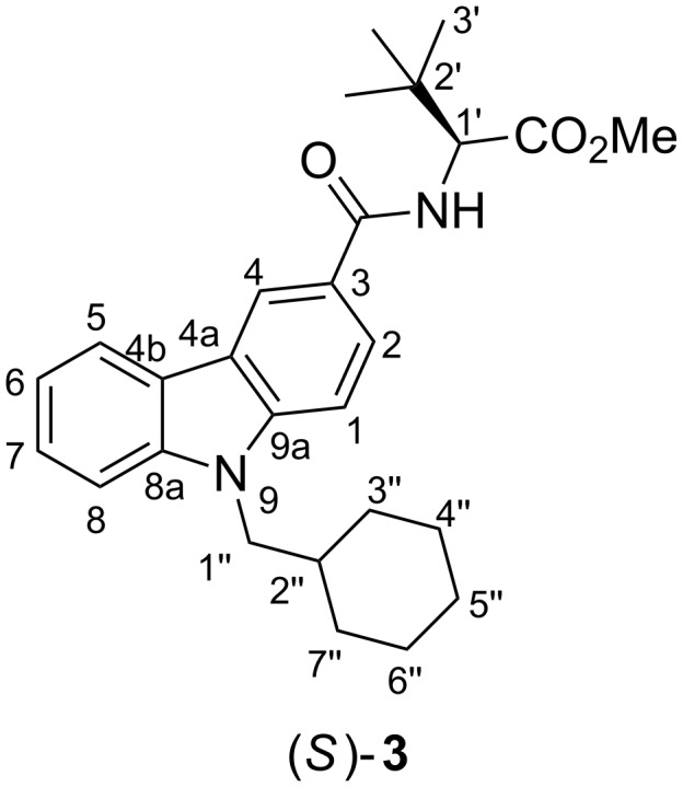 Molecular structure of (S)-MDMB-CHMCZCA (3) with numbering scheme.
