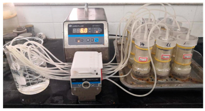 Grouting procedure of the peristaltic pump.