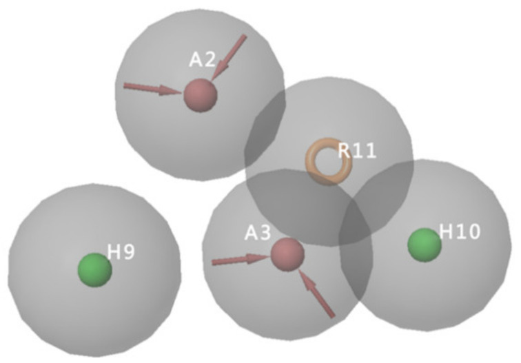 Pharmacophore features of pharmacophore hypotheses AAHHR_4.