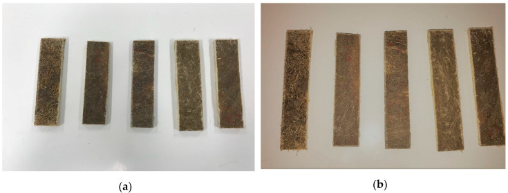 Hemp and flax fiber hybrid composites (a); banana and pineapple fiber hybrid composites (b).