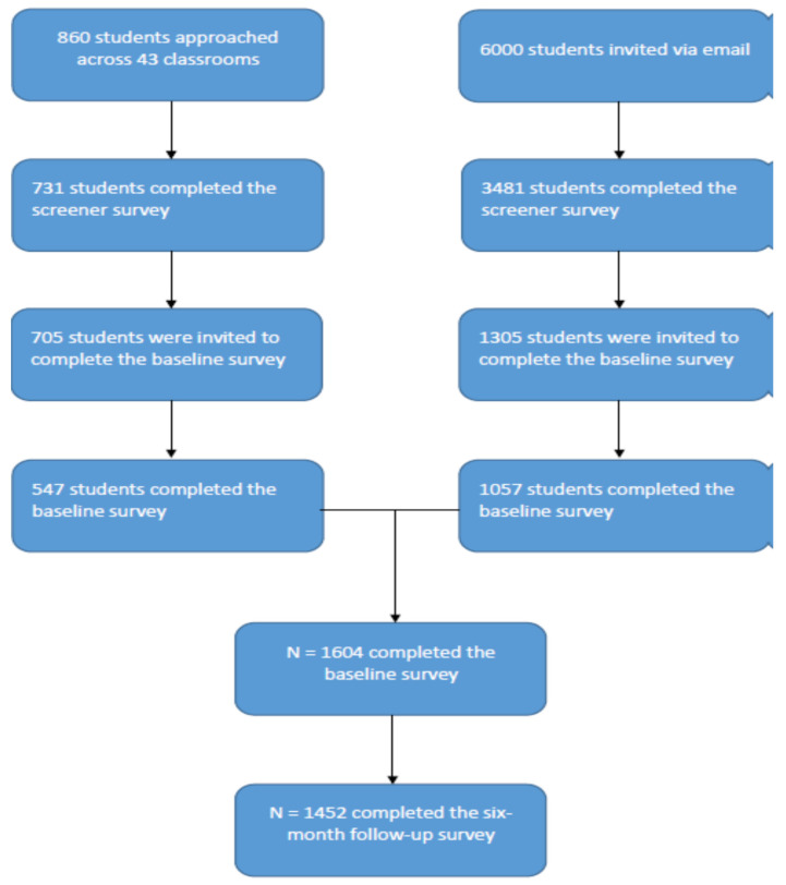 Flow-chart representing the recruitment procedures. Note that the analyses in the present study excluded “Other” ethnicity, because of which the analysis sample sizes are different than those presented in the figure.