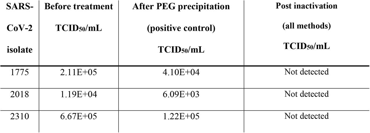 SARS-CoV-2 isolates used for inactivation