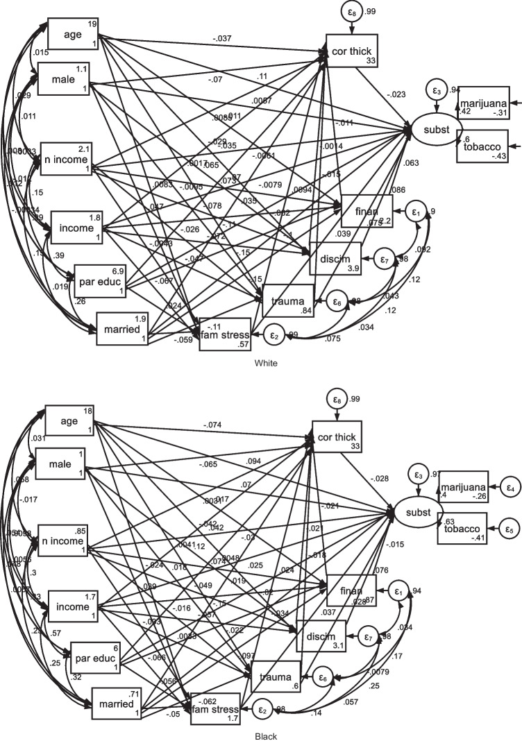 Structural equation model used for data analysis